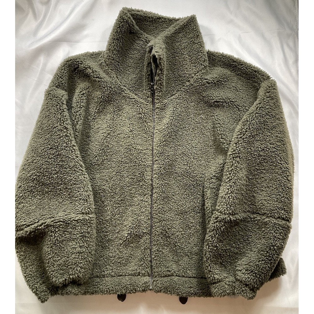 Lululemon Size 12 Dark Olive Green  Cinchable Waist Fleece Zip Up Jacket 41